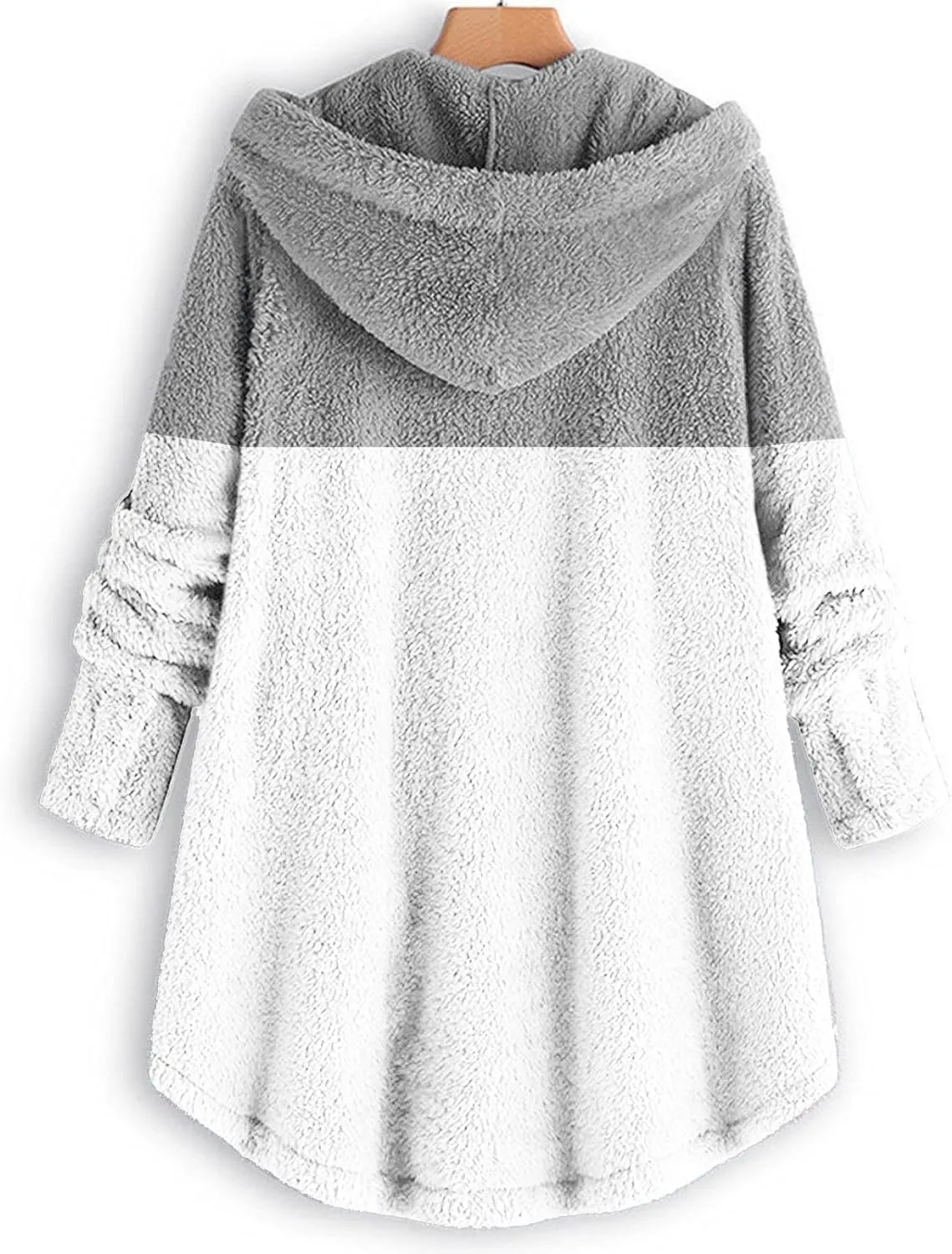 Womens Winter Jacket Coats Button Hem Plus Size Hoodie Top Sweater Blouse Thermal Sweatshirt Outerwear Women