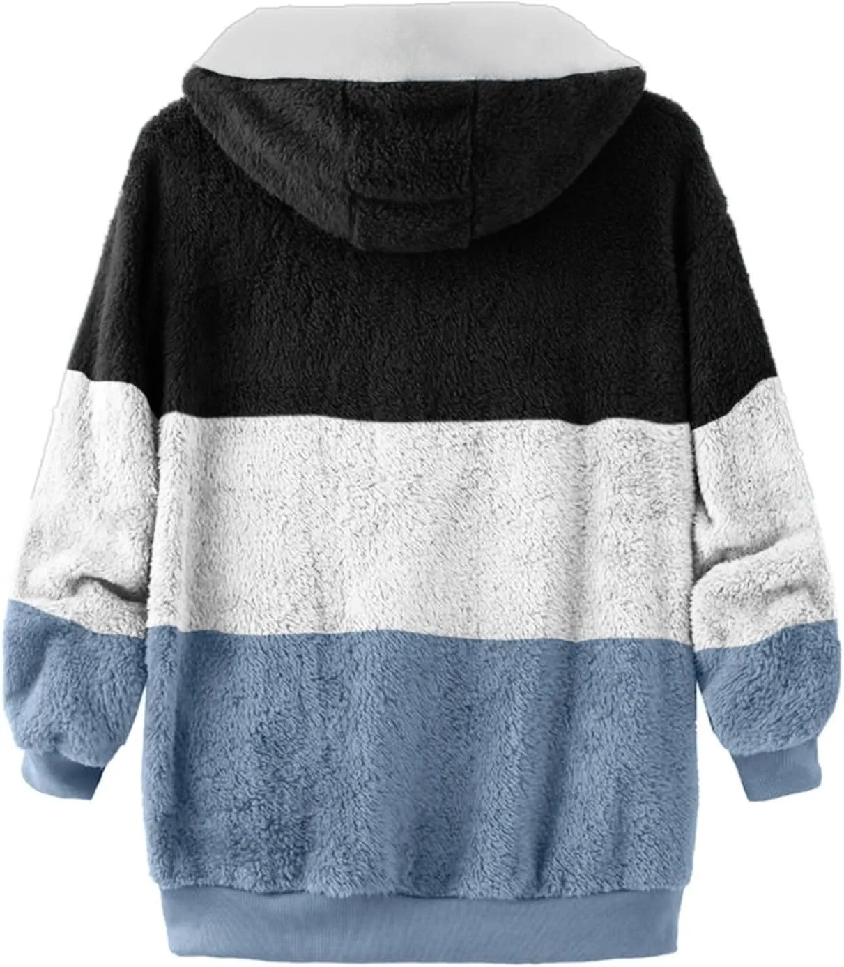 Womens Y2k Tops Zipper Long Sleeve Stitching Coats Color Block Fleece Plush Hooded Jacket Dressy Outerwear