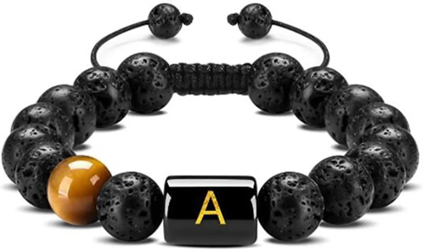 Woven Bracelets for Women, Men Simple Bracelet Crystal Alphabet Beaded Vintage Healing Jewelry Gifts