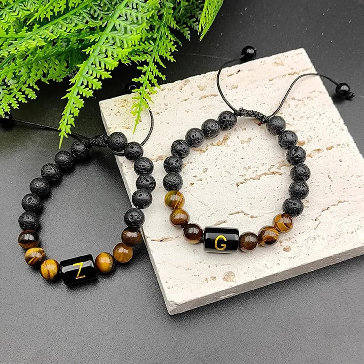 Woven Friendship Bracelets, Trendy Bracelets Crystal Letter Adjustable Beaded Vintage Jewelry for Mens Gifts