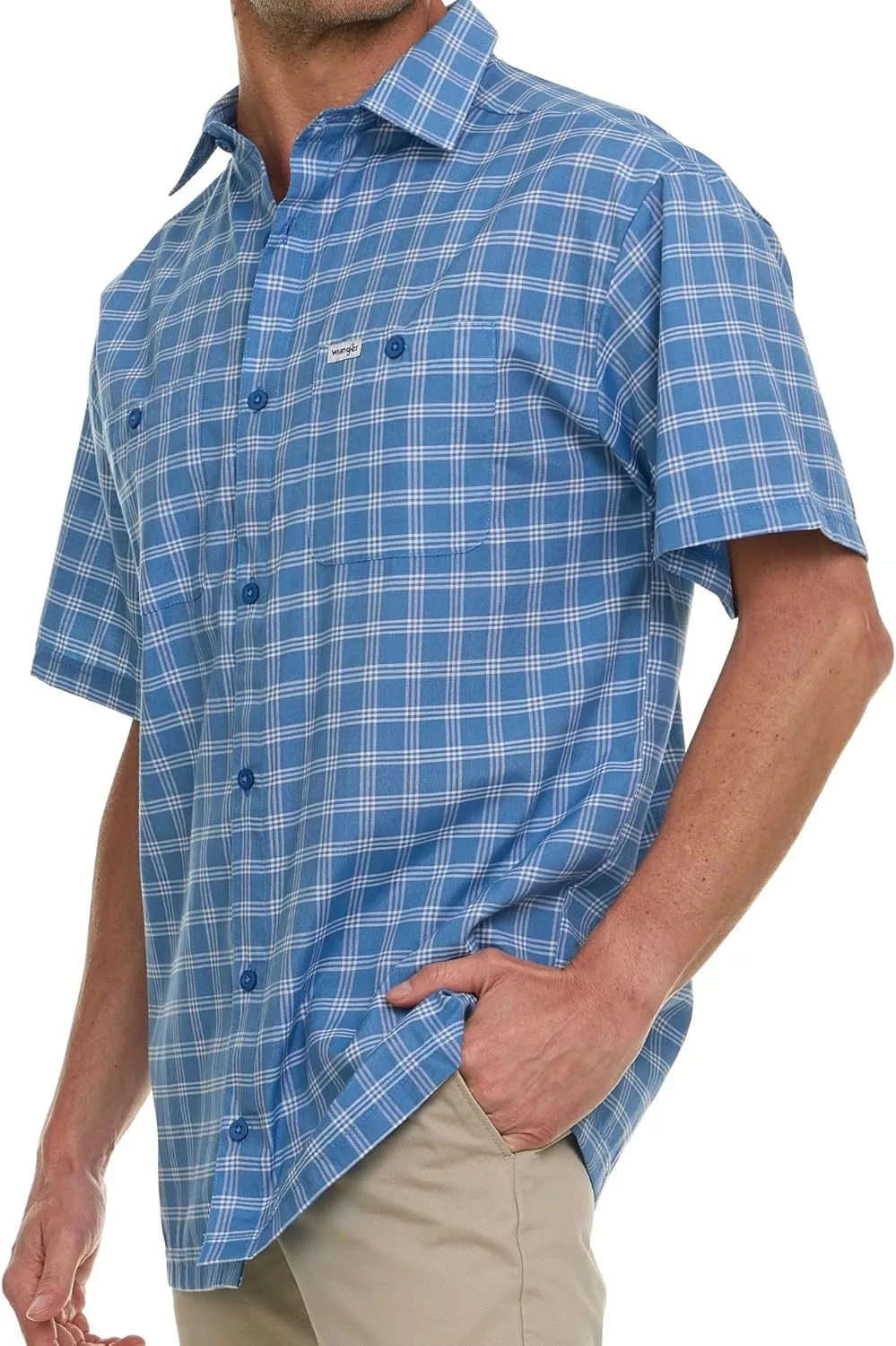 Wrangler Button Up Shirts for Men Big and Tall - Plaid Short Sleeve Casual Shirt