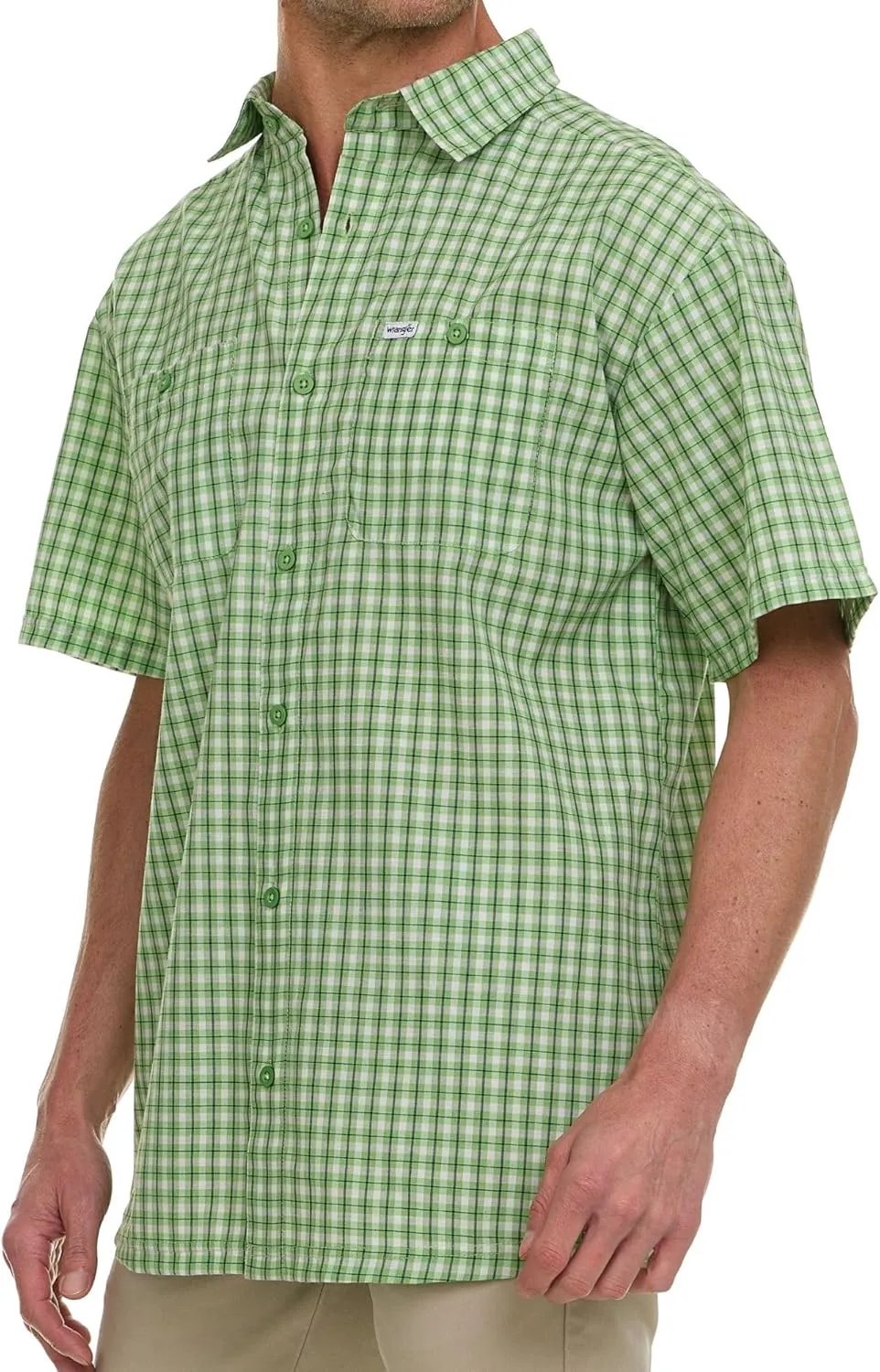 Wrangler Button Up Shirts for Men Big and Tall - Plaid Short Sleeve Casual Shirt