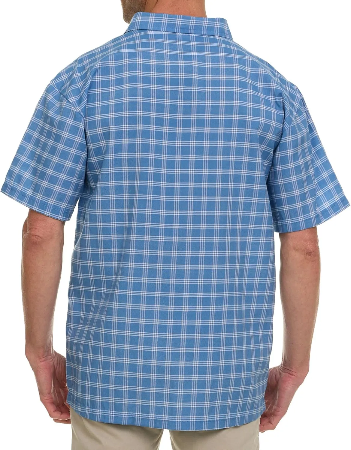 Wrangler Button Up Shirts for Men Big and Tall - Plaid Short Sleeve Casual Shirt