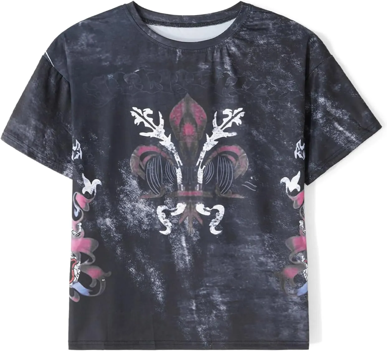 Y2K Grunge Graphic Tees for Women Short Sleeve Goth Top Aesthetic Fairy Grunge T Shirt E Girl Vintage Gothic Tees