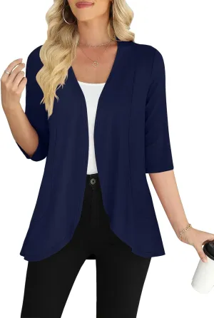 Yincro Women's Casual 3/4 Sleeve Cardigan Lightweight Soft Open Front Cardigans