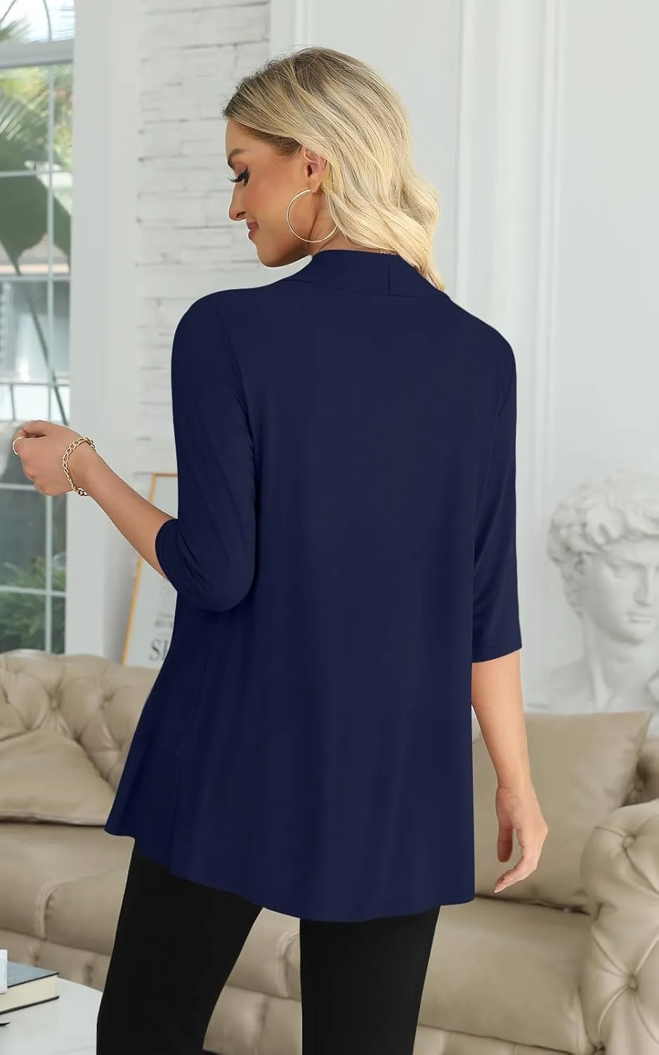 Yincro Women's Casual 3/4 Sleeve Cardigan Lightweight Soft Open Front Cardigans