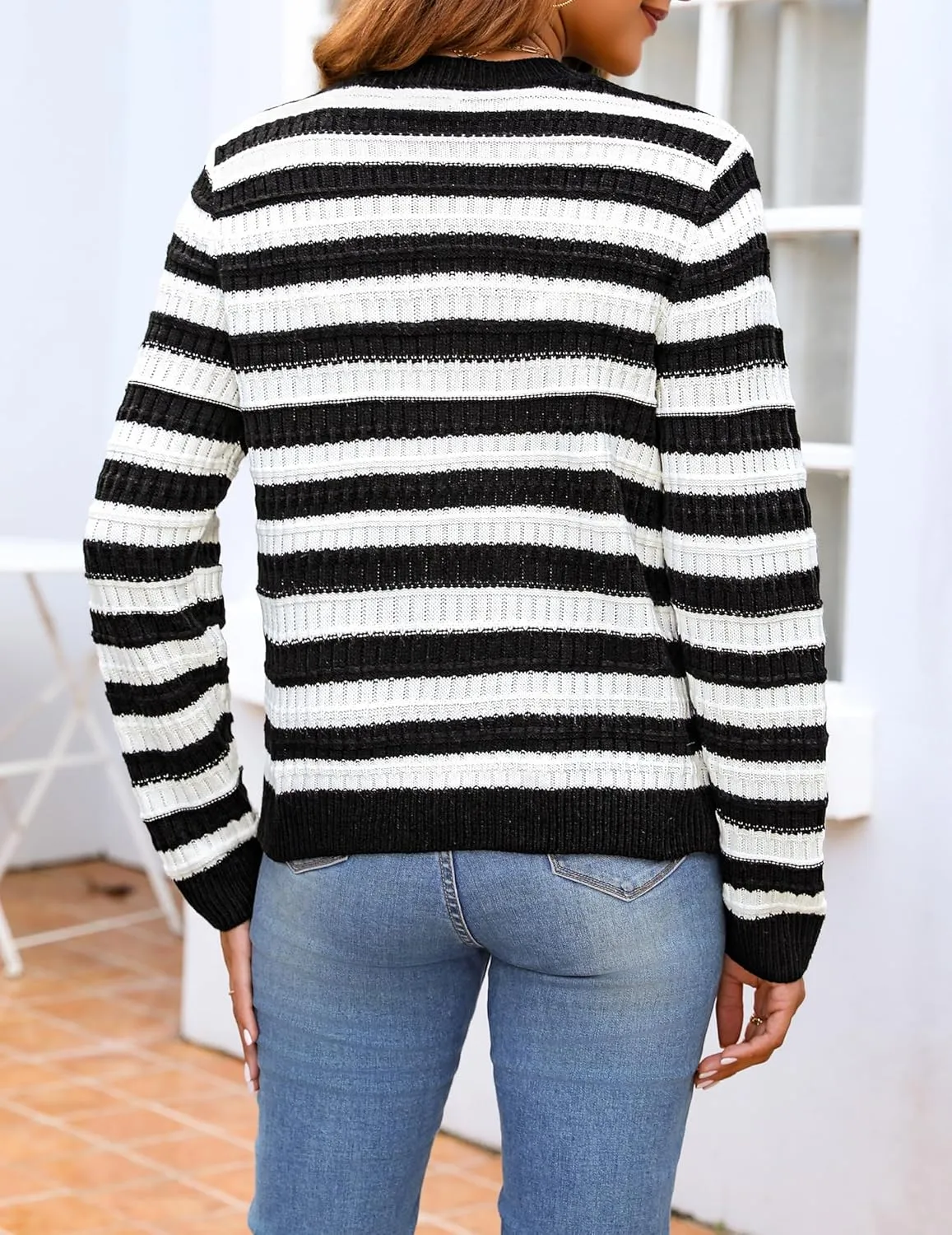 Zeagoo Women's 2025 Cardigan Sweaters Button Down Crew Neck Open Front Long Sleeve Knit Cropped Jackets