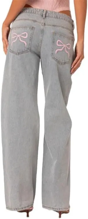 Zempertoopa Womens Y2K Baggy Jeans Wide Leg Straight Grunge Denim Pants High Waist Casual Loose Cargoes Trouser Streetwear
