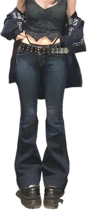 Zempertoopa Womens Y2K Baggy Jeans Wide Leg Straight Grunge Denim Pants High Waist Casual Loose Cargoes Trouser Streetwear