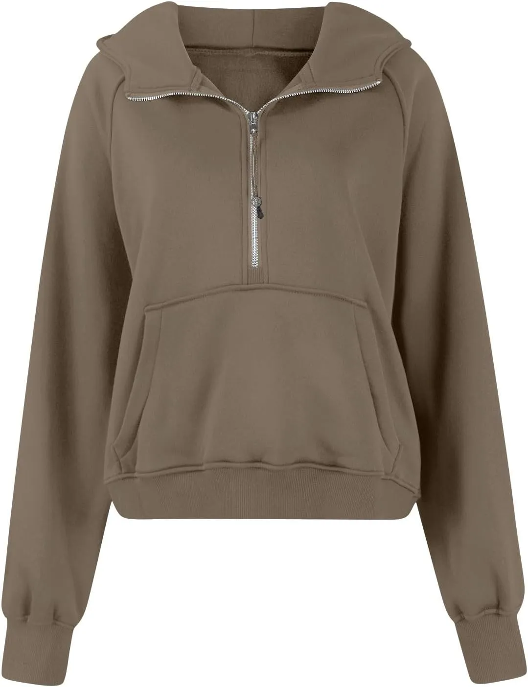 Zip Up Hoodie Women Fall Winter Sweatshirt Drop Shoulder Half Zip Pullover Sweaters Long Sleeve Tops With Pocket