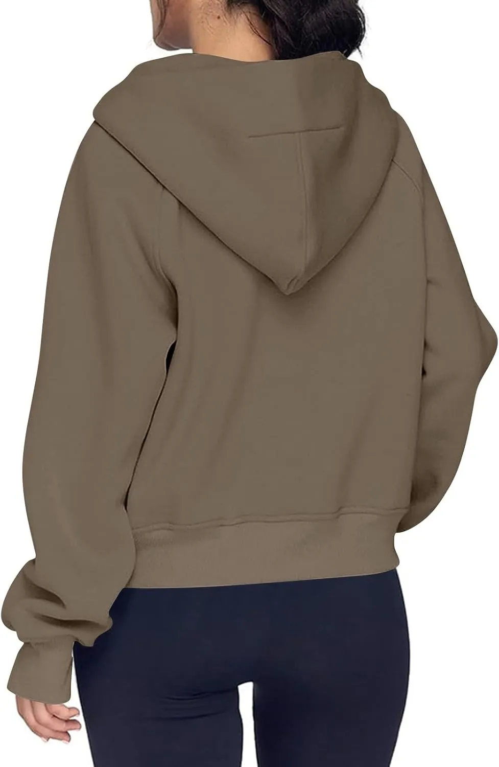 Zip Up Hoodie Women Fall Winter Sweatshirt Drop Shoulder Half Zip Pullover Sweaters Long Sleeve Tops With Pocket