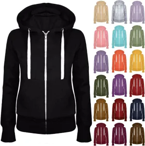 Zip Up Hoodie Women Lightweight Fleece Zip Up Jacket Casual Loose Long Sleeve Plain Hooded Sweatshirt with Pockets