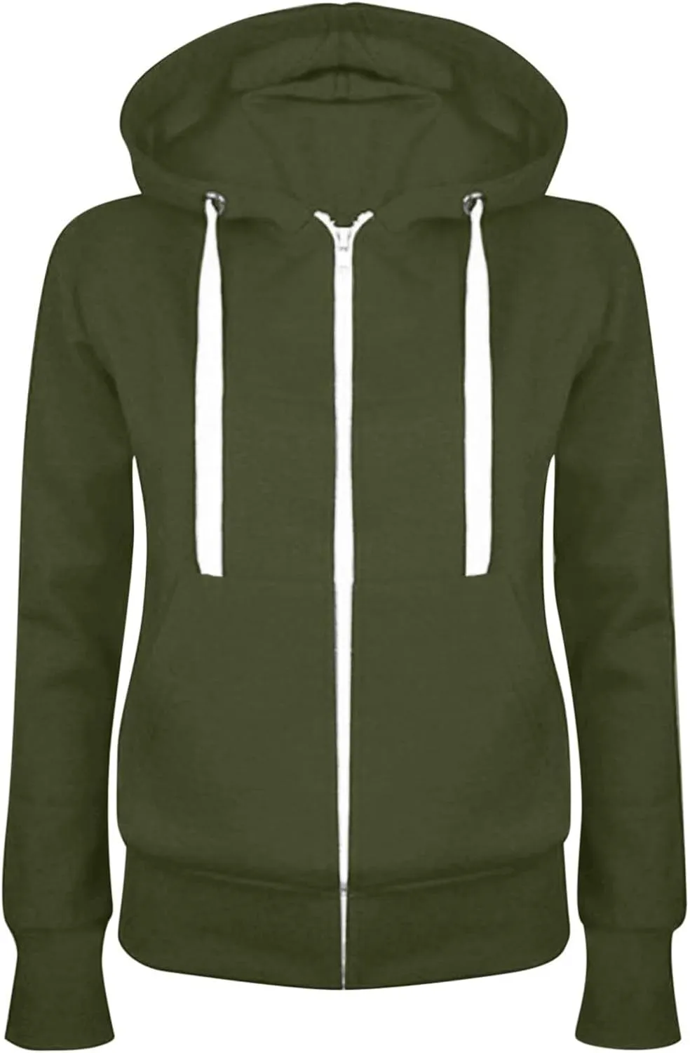 Zip Up Hoodie Women Lightweight Fleece Zip Up Jacket Casual Loose Long Sleeve Plain Hooded Sweatshirt with Pockets