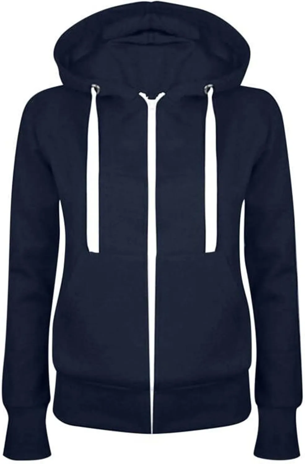 Zip Up Hoodie Women Lightweight Fleece Zip Up Jacket Casual Loose Long Sleeve Plain Hooded Sweatshirt with Pockets