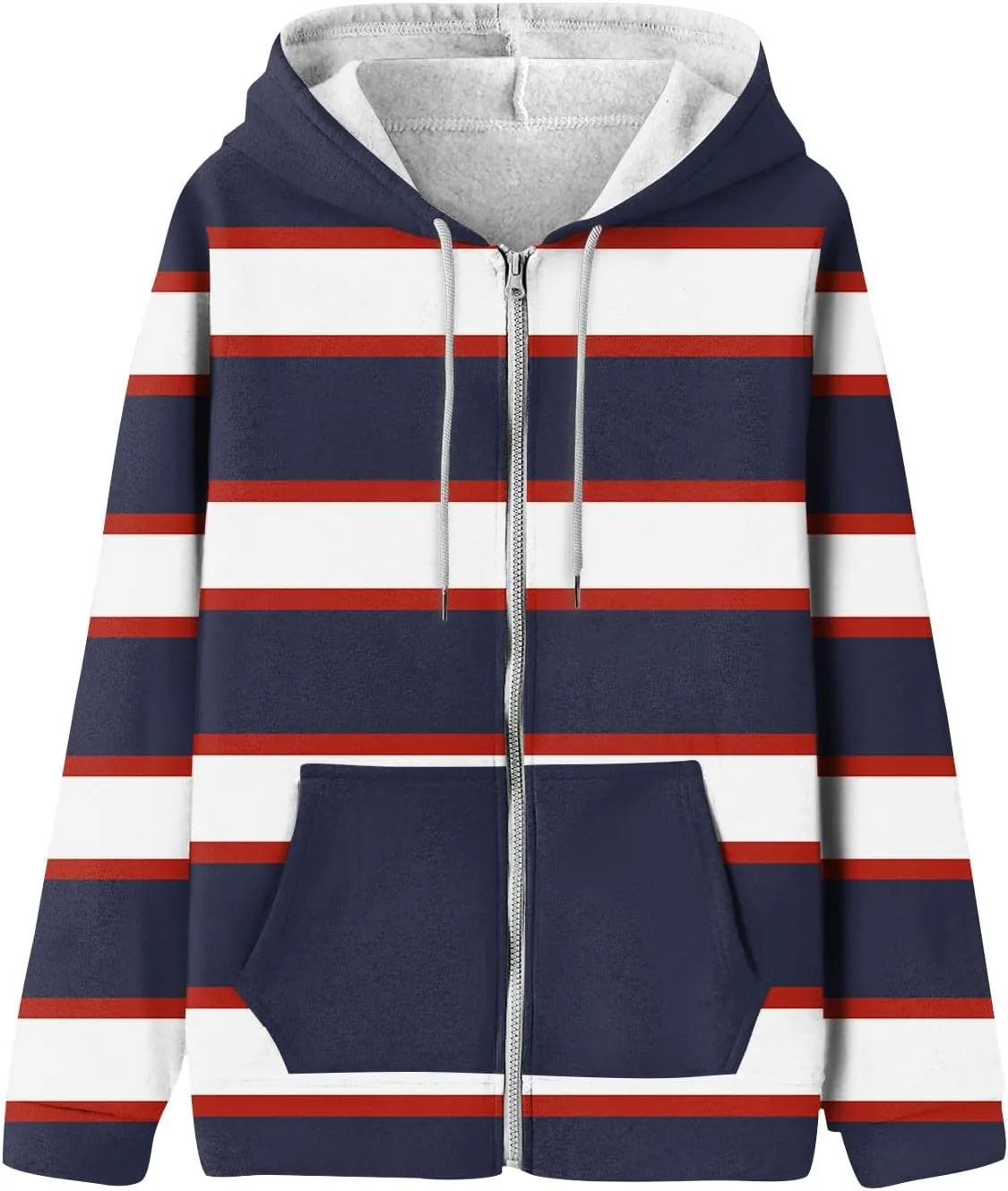 Zip Up Hoodies, Long Sleeve Oversized Full-zip Hoodie Sweatshirts Y2K Jacket Pockets Fall Fashion Clothes