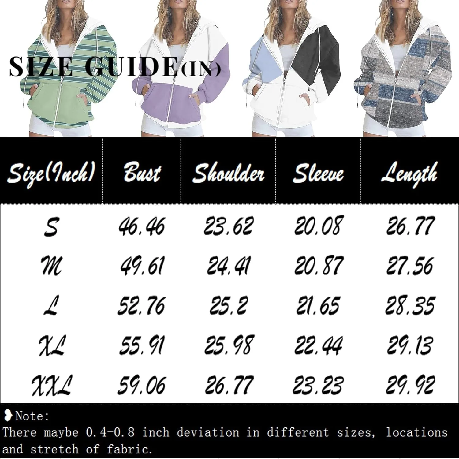 Zip Up Hoodies, Long Sleeve Oversized Full-zip Hoodie Sweatshirts Y2K Jacket Pockets Fall Fashion Clothes
