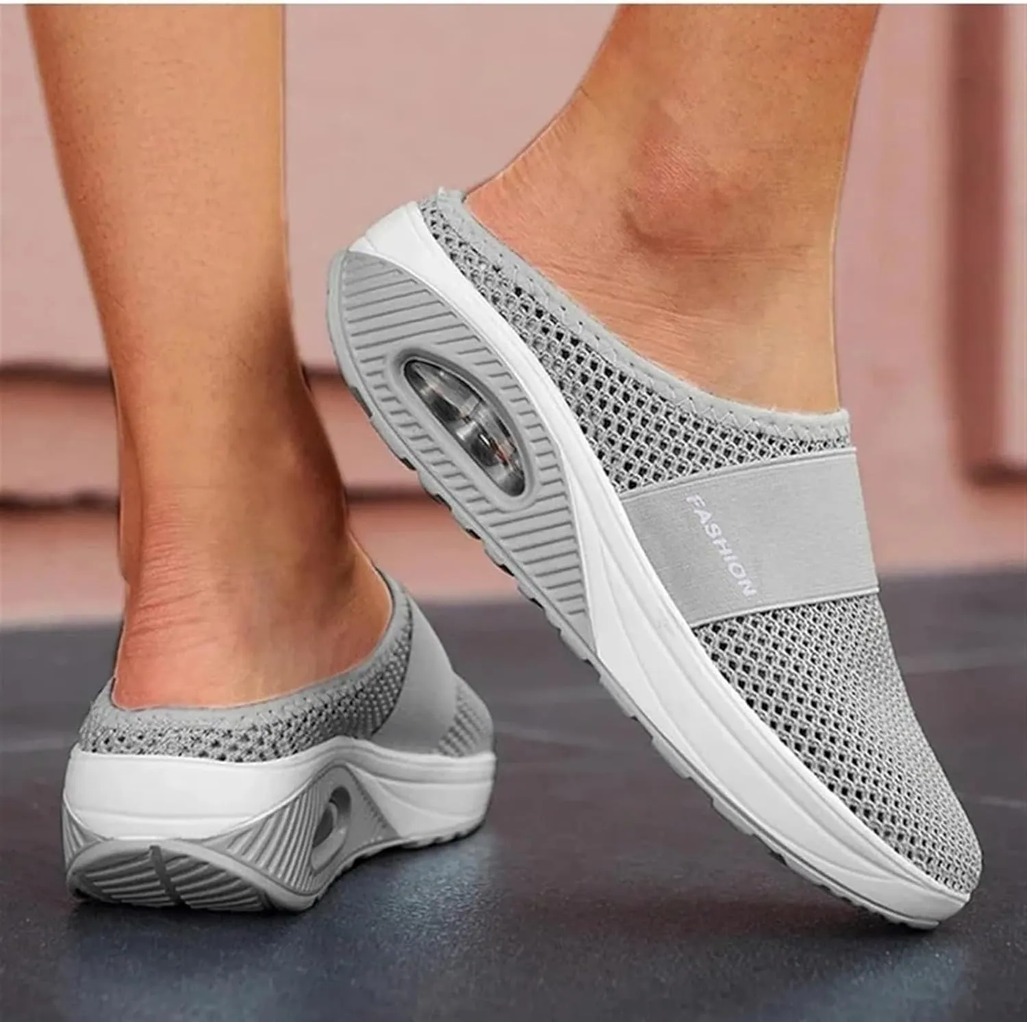 ZWRXW Orthopedic Mules for Women,Diabetic Air-Cushion Slip-On Walking Shoes,Slip On Clogs,Breathable Mesh Diabetic Slippers,Backless Closed Toe Slides Sandals,Healthy Shoes with Arch Support