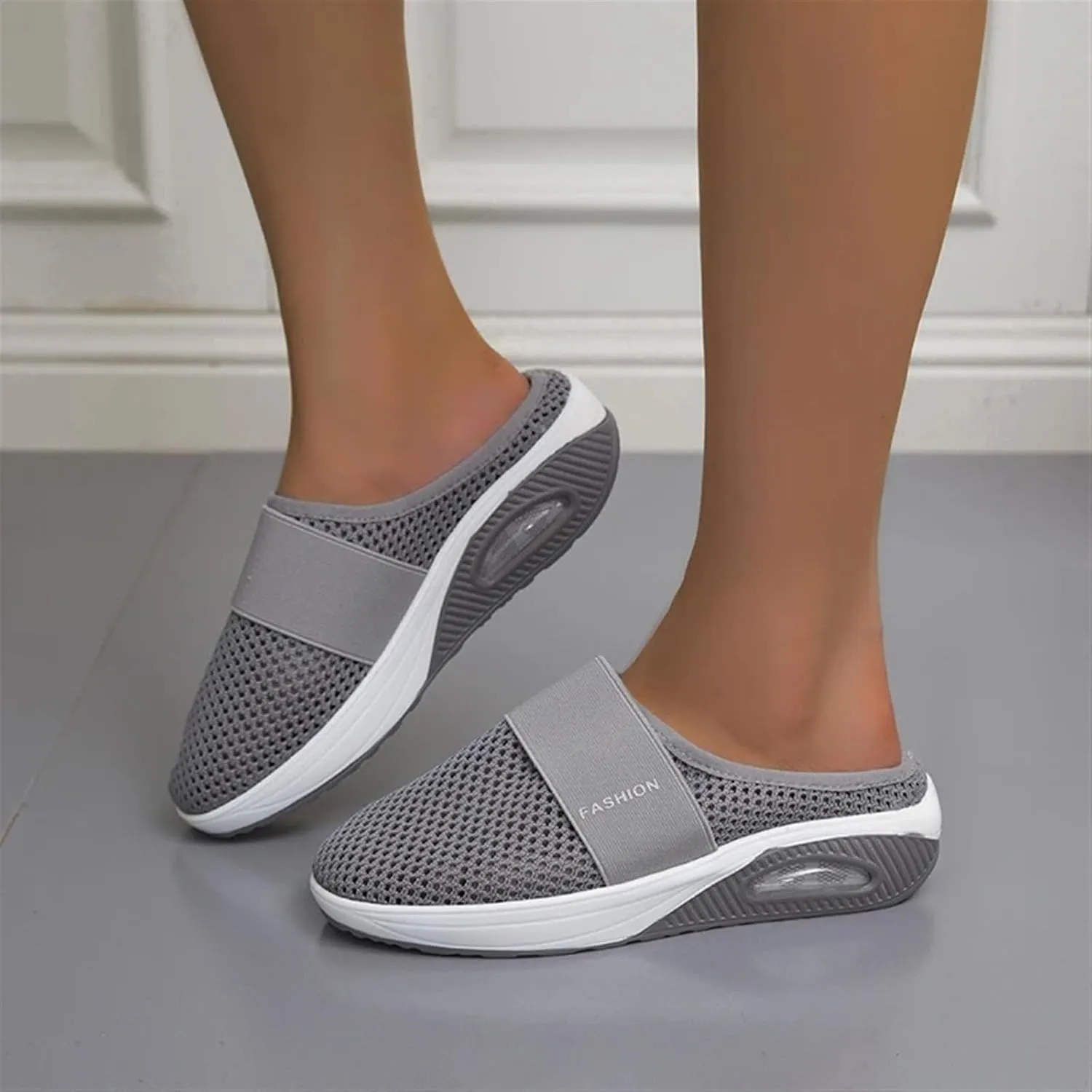 ZWRXW Orthopedic Mules for Women,Diabetic Air-Cushion Slip-On Walking Shoes,Slip On Clogs,Breathable Mesh Diabetic Slippers,Backless Closed Toe Slides Sandals,Healthy Shoes with Arch Support