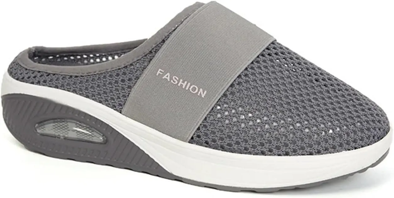 ZWRXW Orthopedic Mules for Women,Diabetic Air-Cushion Slip-On Walking Shoes,Slip On Clogs,Breathable Mesh Diabetic Slippers,Backless Closed Toe Slides Sandals,Healthy Shoes with Arch Support