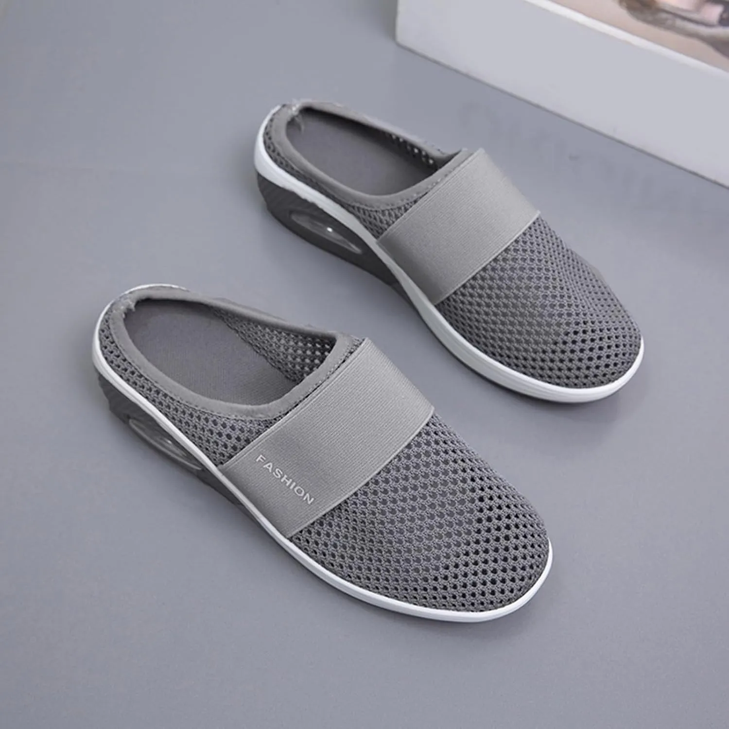ZWRXW Orthopedic Mules for Women,Diabetic Air-Cushion Slip-On Walking Shoes,Slip On Clogs,Breathable Mesh Diabetic Slippers,Backless Closed Toe Slides Sandals,Healthy Shoes with Arch Support